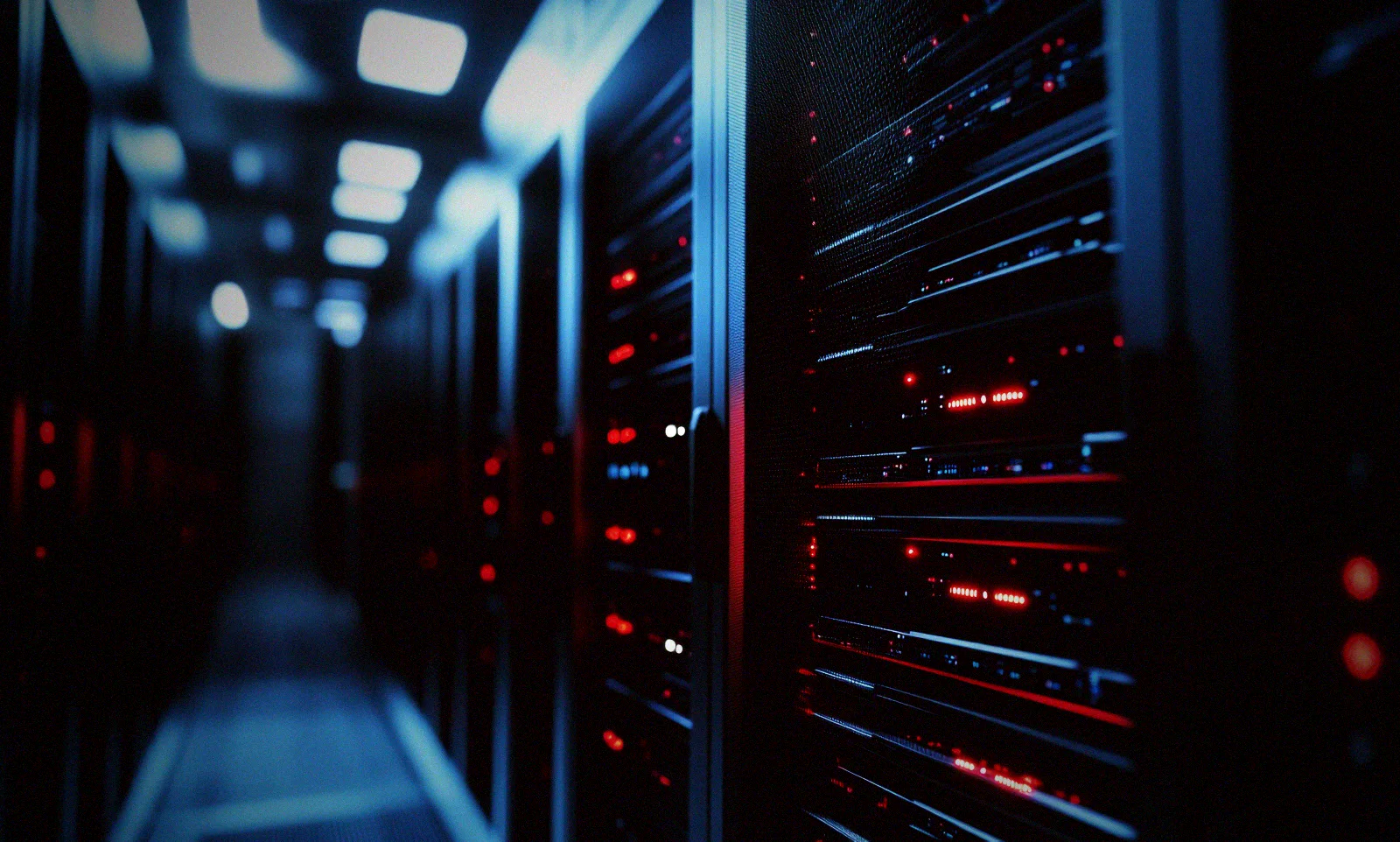 An abstract data core in low light, the kind of backend an extracted system prompt maps out for an attacker.